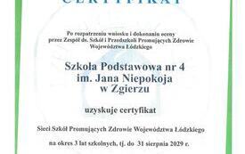 Certyfikat Szkoły Promującej Zdrowie