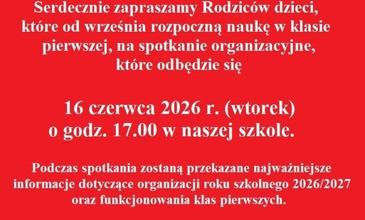 Zebranie z rodzicami uczniów przyszłorocznych klas 1
